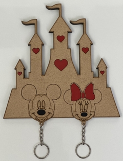 Porta Chaves Castelo Mickey e Minnie em MDF