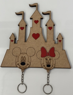 Porta Chaves Castelo Mickey e Minnie em MDF - Luviartes Laser