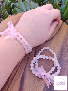 Pulseira Dupla Quartzo Rosa - comprar online