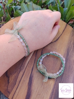 Pulseira Dupla Cristal e Quartzo Verde - comprar online