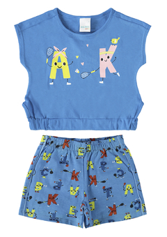 CONJUNTO BLUSA/SHORTS ESTAMPA DIVERTIDA - MALWEE KIDS - comprar online