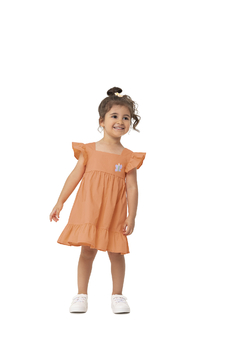 VESTIDO COM BABADOS E DECOTE QUADRADO FRENTE E COSTAS - MALWEE KIDS