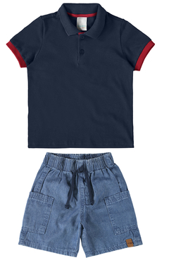 CONJUNTO INFANTIL MENINO CAMISA POLO E JEANS na internet