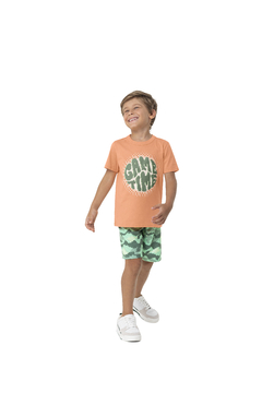 CONJUNTO CAMISETA + BERMUDA INFANTIL MENINO ESTAMPAS