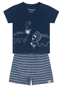 CONJUNTO BEBÊ MENINO CAMISETA + SHORT ECO LISTRADO BRANDILI BABY