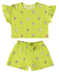 CONJUNTO BLUSA + SHORTS INFANTIL MENINA VISCOSE ESTAMPADO na internet