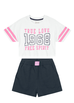 CONJ. BLUSA CROPPED M/MALHA / SHORTS MOLETINHO YOUNG CLASS