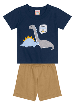 CONJ. CAMISETA M/MALHA / BERMUDA MOLETINHO DINOSSAURO BRANDILI