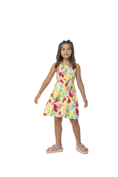 VESTIDO EVASÊ ESTAMPADO COM LASTEX- MALWEE KIDS - comprar online