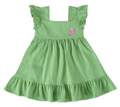 VESTIDO COM BABADOS E DECOTE QUADRADO FRENTE E COSTAS - MALWEE KIDS