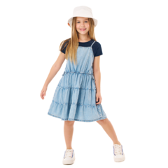 VESTIDO INFANTIL TRÊS MARIAS EM JEANS LEVE MALWEE KIDS