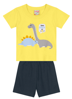 CONJ. CAMISETA M/MALHA / BERMUDA MOLETINHO DINOSSAURO BRANDILI na internet