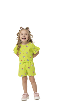 CONJUNTO BLUSA + SHORTS INFANTIL MENINA VISCOSE ESTAMPADO - comprar online