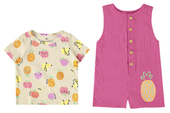 CONJUNTO INFANTIL MENINA JARDINEIRA EM RIBANA - MALWEE KIDS - comprar online