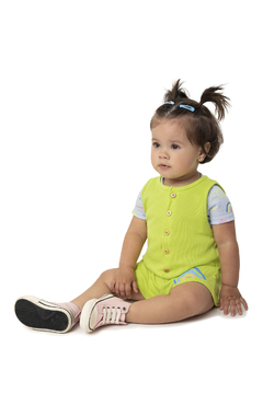 CONJUNTO INFANTIL MENINA JARDINEIRA EM RIBANA - MALWEE KIDS