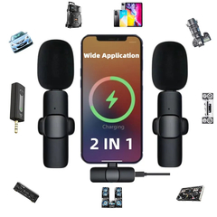Microfone de Lapela sem Fio, Portátil, iPhone, Android - Pontoocon Shopping