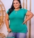 BLUSA PLUS SIZE GOLA TRANÇADA COM BRILHO