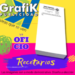 Recetarios 1/3 oficio tinta negra x 100 hojas