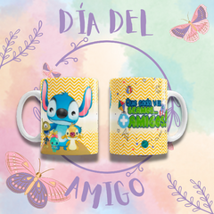 TAZA DE CERÁMICA BLANCA - Serie Stich día del amigo