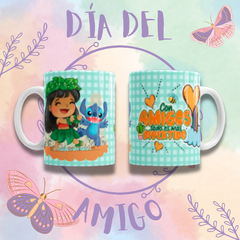 TAZA DE CERÁMICA BLANCA - Serie Stich día del amigo en internet