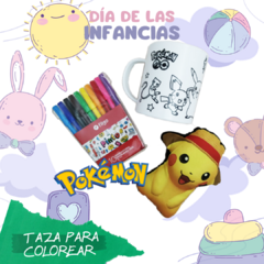 Taza para colorear + 10 fibras al agua + muñeco en internet