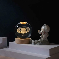 Lâmpada noturna 3D de cristal - Saturno - comprar online