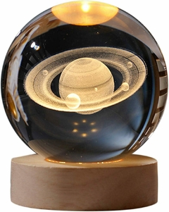 Lâmpada noturna 3D de cristal - Saturno - comprar online