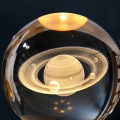 Lâmpada noturna 3D de cristal - Saturno