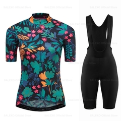 Conjunto camisa e bretelle feminina de ciclismo verão. - loja online