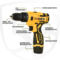 Furadeira de Impacto Elétrica Mão Impact, Chave De Fenda Sem Fio, 12V,