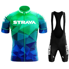 Conjunto de roupa de ciclismo Masculino Strava-Pro , Manga Curta, Respirável, MTB,