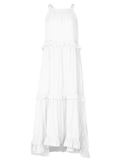 Vestido longo feminino casual elegante. Sem mangas. na internet