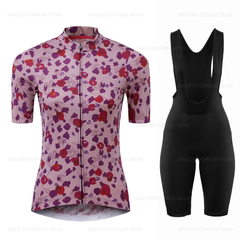 Conjunto camisa e bretelle feminina de ciclismo verão. na internet