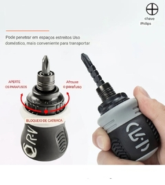 Mini chave de fenda de catraca. Conjunto de punho rotativo, CRV, Telescópico. - Digão Shop. Tudo que você e sua família precisam.