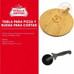 Tabla Bamboo + Rueda corta pizza - Stella Artois