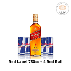 Johnnie Walker Red Label 750 + 4 Red Bull