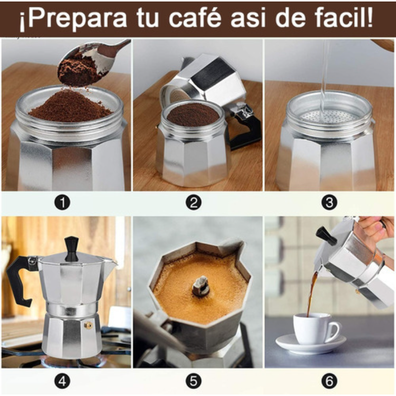 Cafetera Tipo Italiana Aluminio18cm 6 Pocillos Moka Express