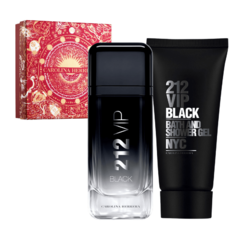 Kit Carolina Herrera 212 Vip Black - Perfume Masculino EDP + Gel de Banho