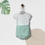 CONJUNTO BODY BRANCO + SHORTS TRICÔ VERDE ÁGUA