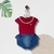 CONJUNTO BODY VERMELHO MANGA CURTA + SHORTS JEANS