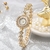 conjunto de relógio de luxo feminino anel colar brincos strass moda rel? - comprar online