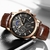 2023 novos relógios masculinos marca de luxo couro marrom casual relógio de qu - loja online