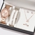 conjunto de relógio de luxo feminino anel colar brincos strass moda rel? na internet