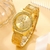 Conjunto Relógio De Luxo Mulheres Anel Colar Brinco Strass Moda Relógio D - loja online