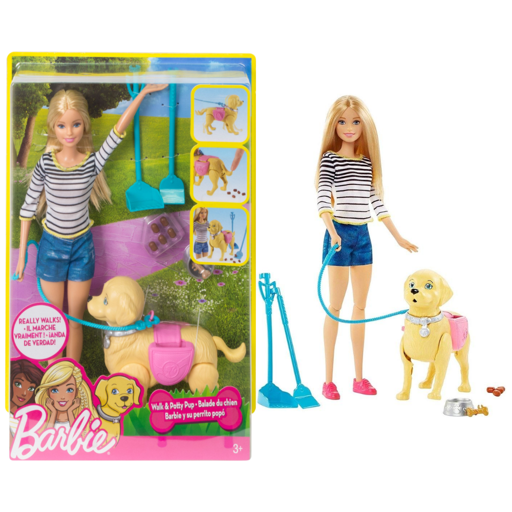 Chiens et Barbie de Mattel