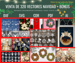 320 Vectores Corte Laser de Navidad + Bonus