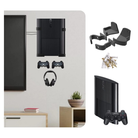 Kit Soporte Pared Ps5 Reforzado + 2 Sop Gamepad + Sop Auris