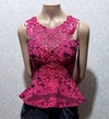 Blusinha Peplum Renda Pink e Preto P/PP