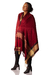 Pashmina da Paquistao Cor Vermelho com Renda Dourada - comprar online