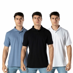 Kit 3 Camisas Polo Gola Lisa Masculina Camiseta Keeper